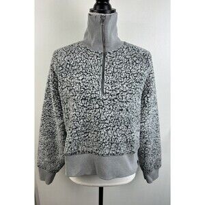 PINK by Victoria's Secret Gray Sherpa Quarter Zip Pullover Large